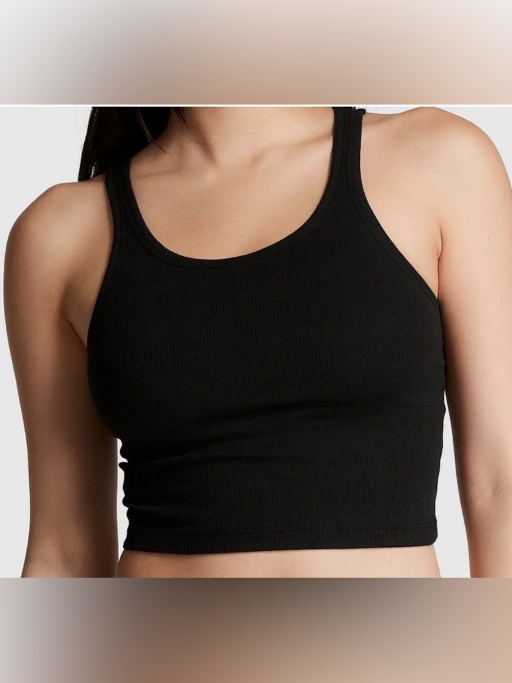 Victoria's Secret PINK Black Ribbed Tank Top | Size M | Shelf Bra